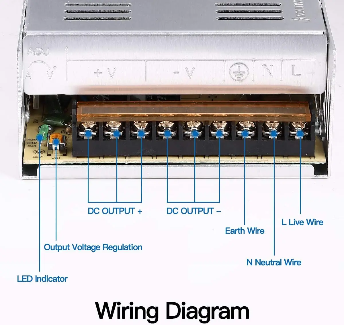 AC to DC Adjustable Power Supply S-500W Series, 12V/24V/36V/48V DC, 40A/20A/14A/10A, Industrial Grade for LED Motor Battery CCTV