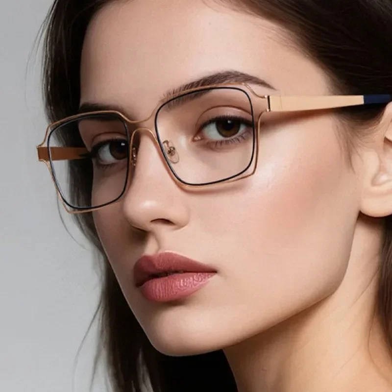 New Fashion Square Large Frame Optical Glasses Anti Blue Light Plain Eyeglasses Vintage Personalized HD Non-prescription Eyewear