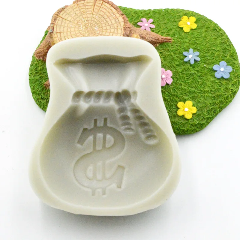 Silicone Mold Money Bags Dollar Soap Molds Gypsum Chocolate Candle Mold Fondant Mould Purse Wallet Clay Resin Eco-friendly M443