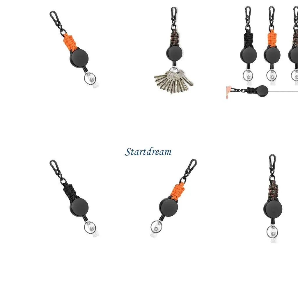 Heavy Duty Carabiner Holder Badge Reels Retractable Keyring Easy to Use K92C