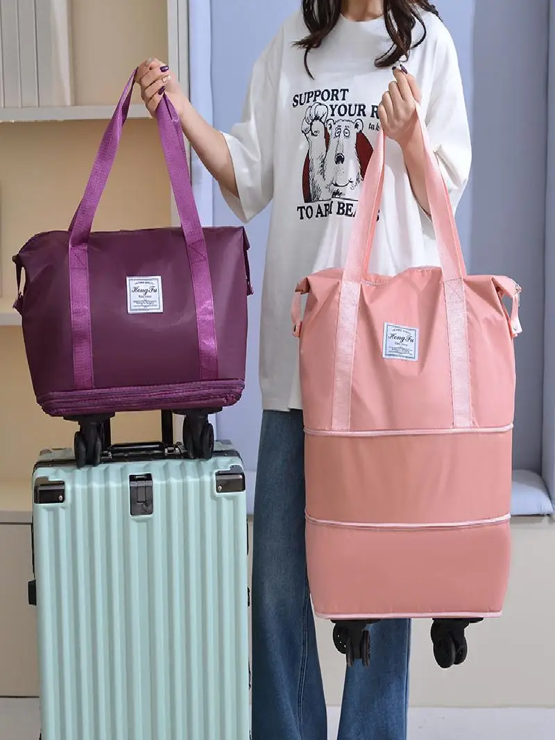 大容量で耐久性のあるホイール付き荷物バッグ、防水トラベルバッグ、出張、マタニティ収納、拡張可能