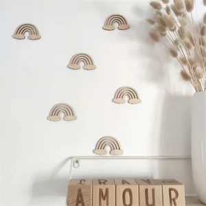Ins Nordic Stiker Dinding Kayu 3D Pelangi Awan Bunga Stiker Kayu Dekorasi Kamar Anak-anak Ornamen Kerajinan Rumah Dekorasi Kamar Bayi 10 stiker dinding nordik penjualan terbaik - №