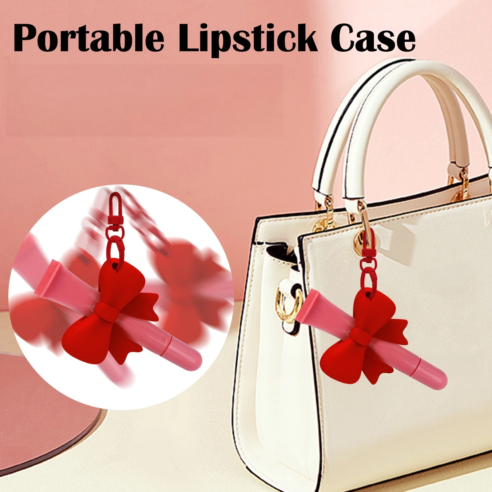 Silicone Bow Lipstick Holder with Keychain Easy Carrying Lip Gloss Protective Cover Lipstick Holder Bag Pendant Keychain Брелки