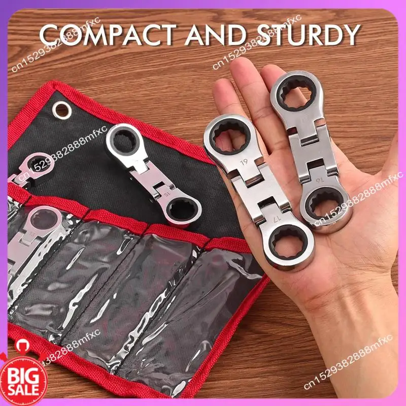 

Набор коротких ключей Big Deal, набор ключей с храповым механизмом с гибкой головкой, ключ с храповым механизмом с двойной коробкой, метрический, 8-19 мм, 5 шт.