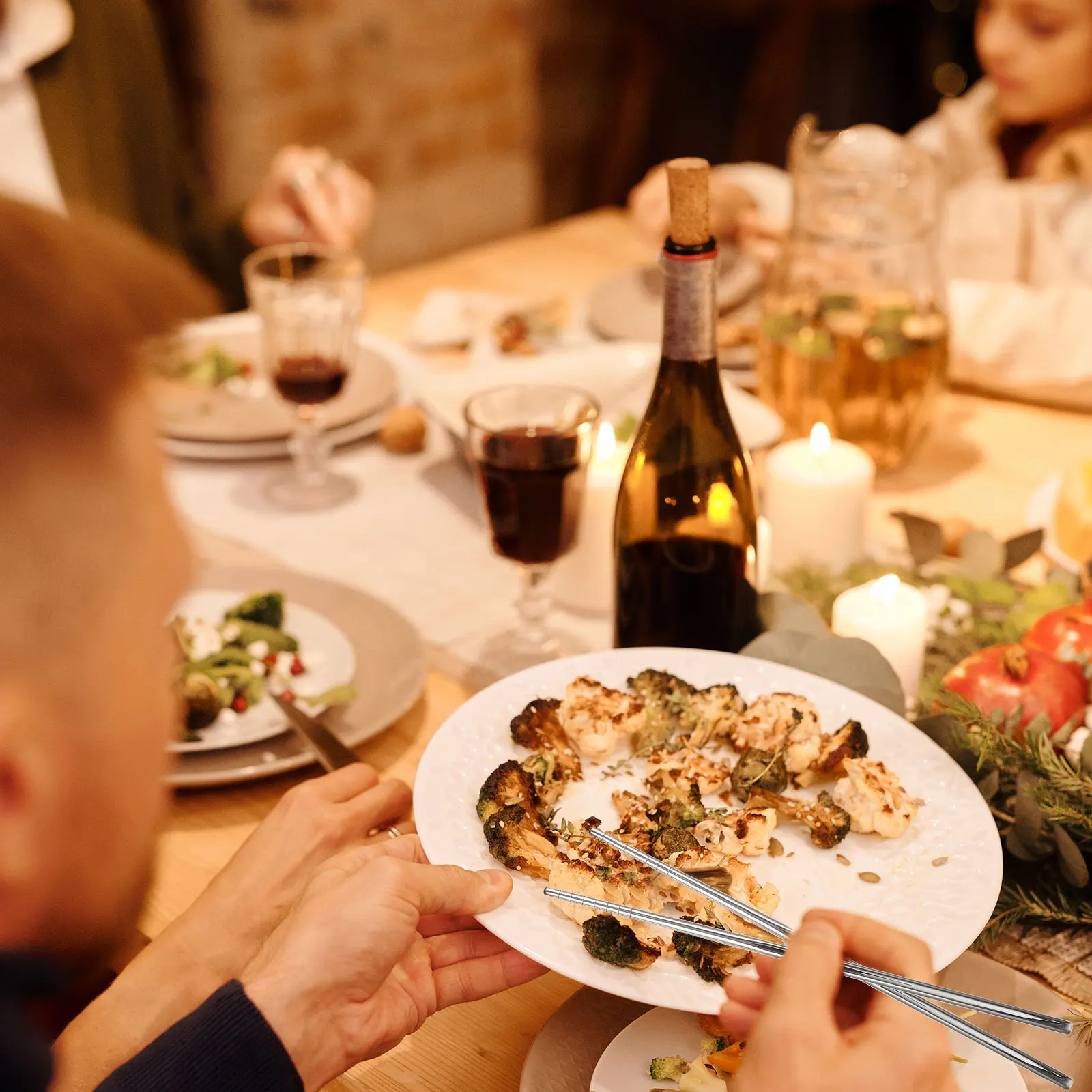 

1Set Portable Outdoor Tableware Set Stainless Steel Fork Spoon Chopsticks Straw Cleaning Brush Travel Camping Utensil Kit