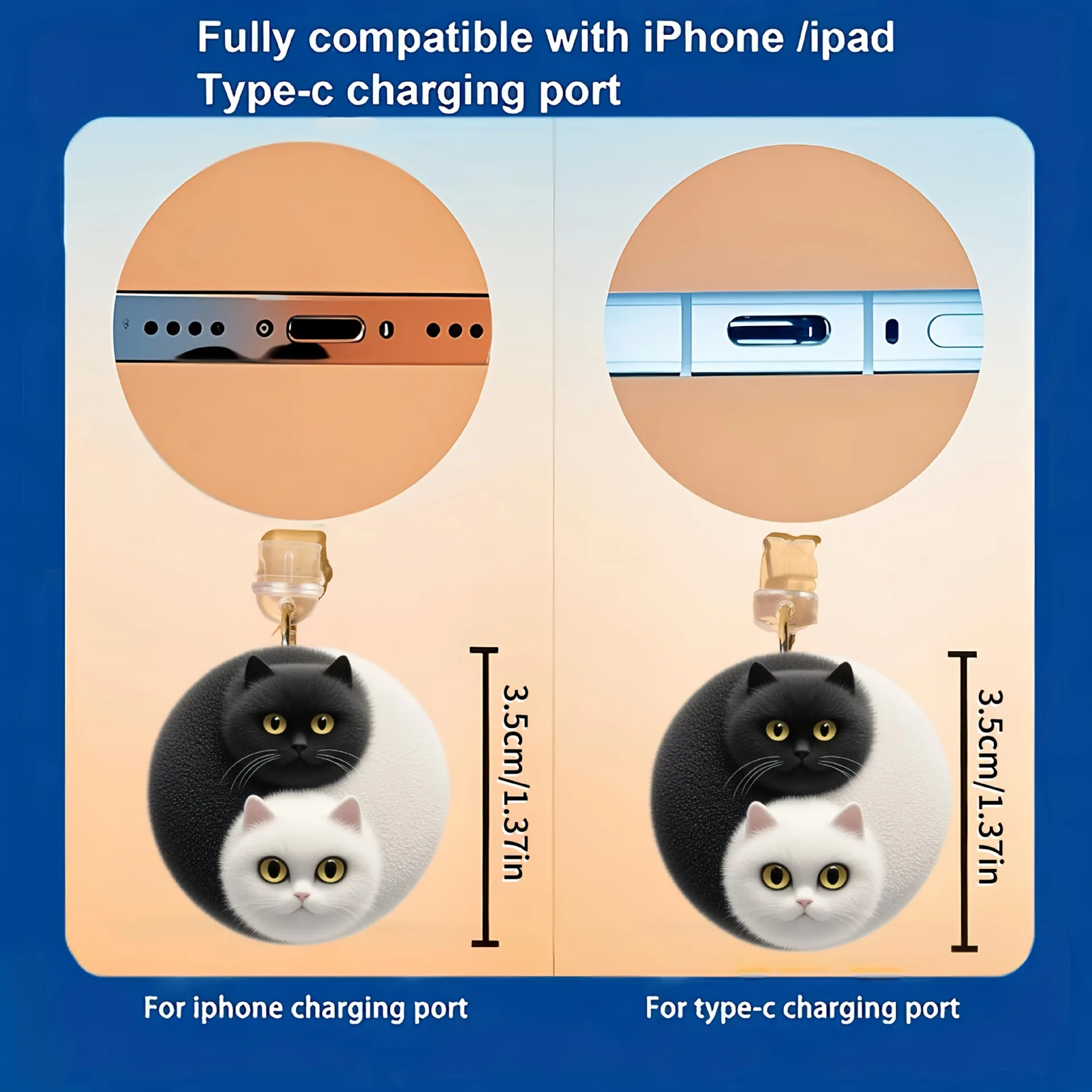 Cat Pendant Black Dust Plug Phone Accessory Flat Connector Cover For Smartphone Phone Universal - zdjęcie 1
