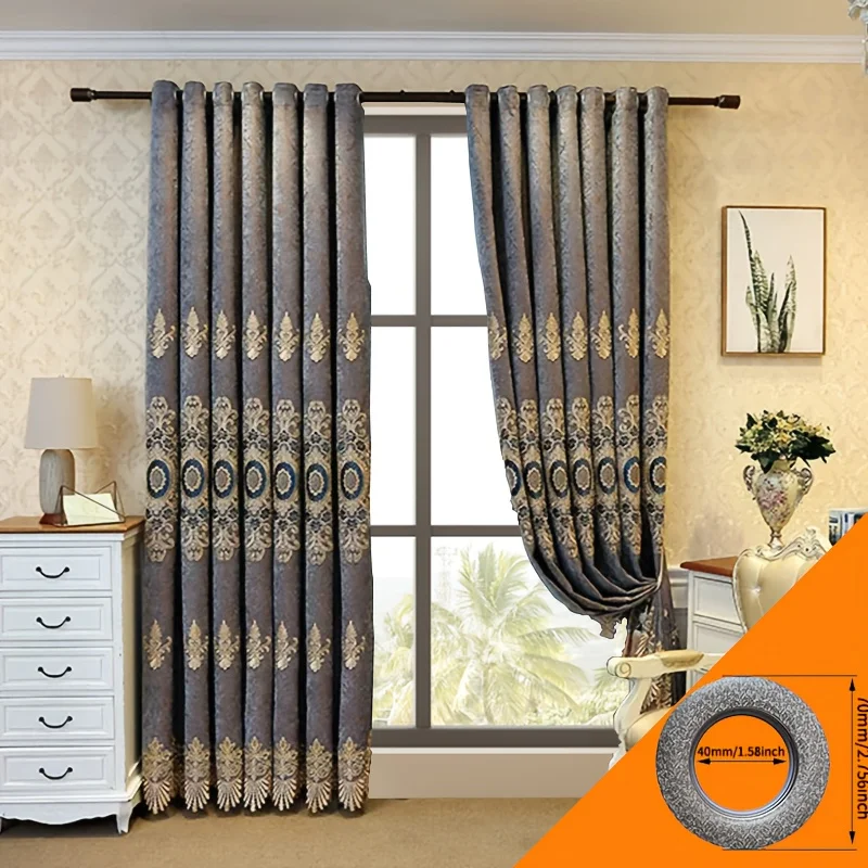 

2 шт. Элегантные европейские вышитые светонепроницаемые шторы с люверсами, плотные, мягкие, для гостиной