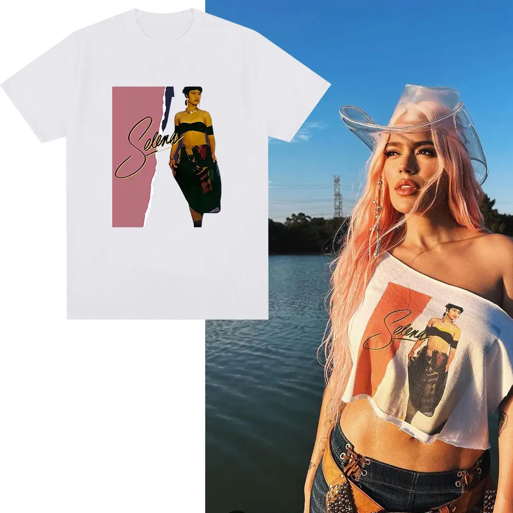 Karol G Same Style T Shirt MI EX TENIA RAZON Selena Quintanilla T-shirt Summer Men/Women Cotton Short Sleeve T-shirts Streetwear