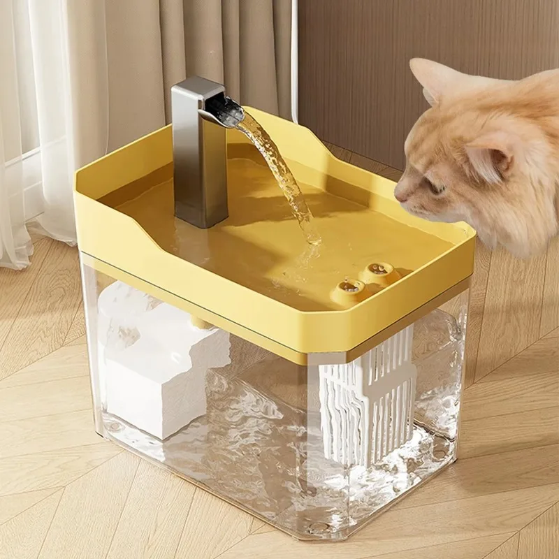 Cat Water Fountain Transparent Automatic Filter Drinker Anti Dry Burning Recirculation Pump Pet Water Dispenser