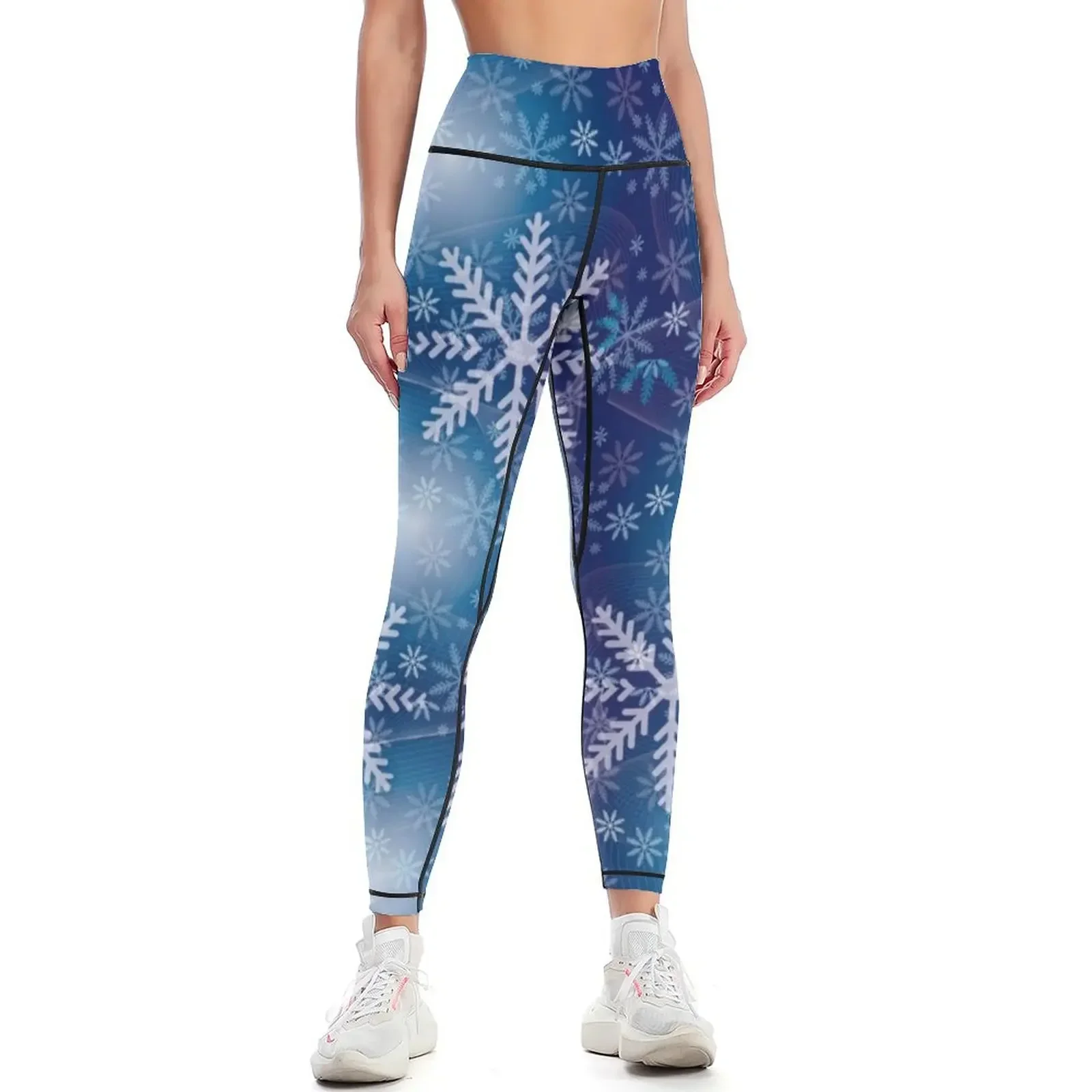 

Whimsical Geometric Winter Snowflakes Leggings workout clothes for Sports female legings for fitness sports for Womens Leggings