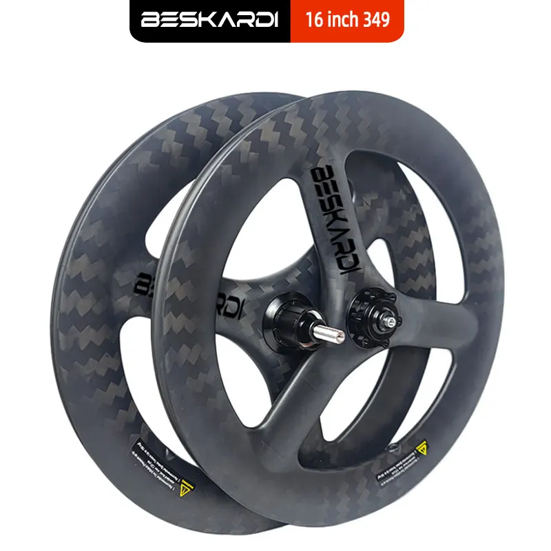 Rower składany części 16 cal 349 Trispokes 7 prędkości węglowe koła 74/112mm Customiezed 6 śruby hamulec tarczowy T700 BESKARDI dla Brompton
