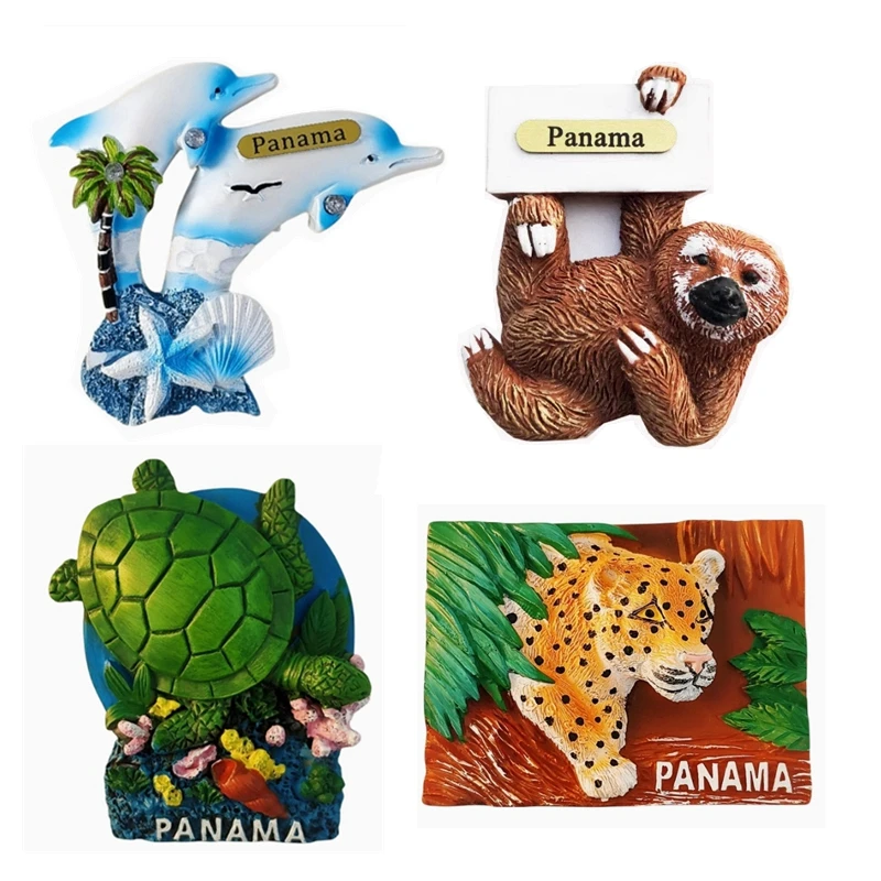Panama Sloth Tiger Handmade Painted 3D Fridge Magnets Tourism Souvenirs Refrigerator Magnetic Stickers