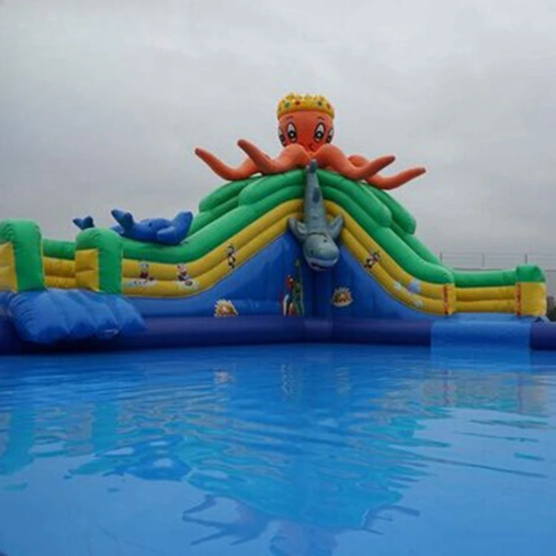 

Large scale bracket pool bracket swimming pool mobile water park inflatable pool slide combination