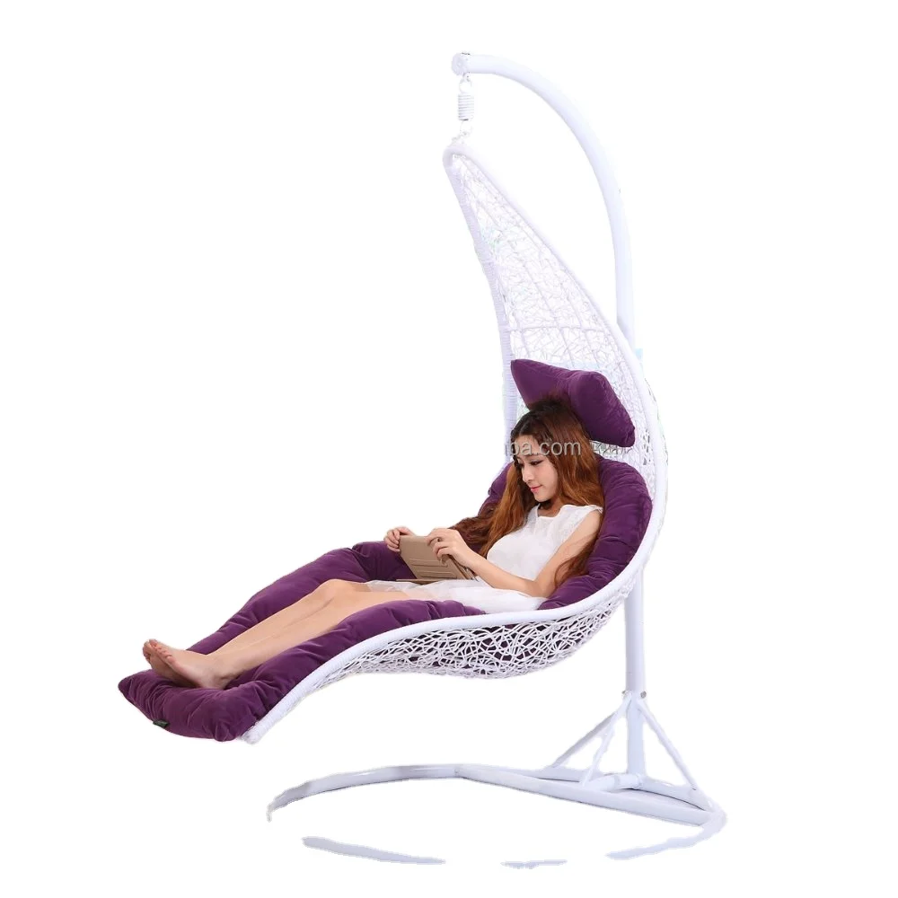 White Lime Enclave Lounge Swing Bed Chair Outdoor Patio Wicker Rattan Hammock Durable Metal for Park Application
