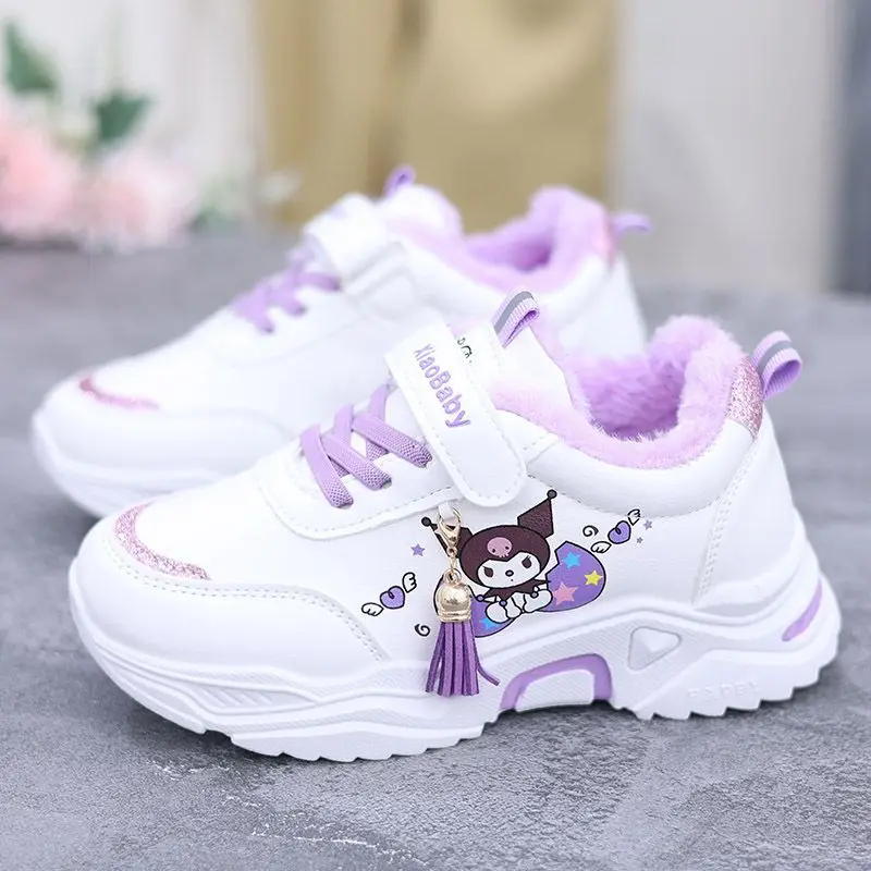 Kawaii Kuromi My melody winter velvet sneakers non-slip soft bottom women's thickened warm cotton shoes cute student shoes gift