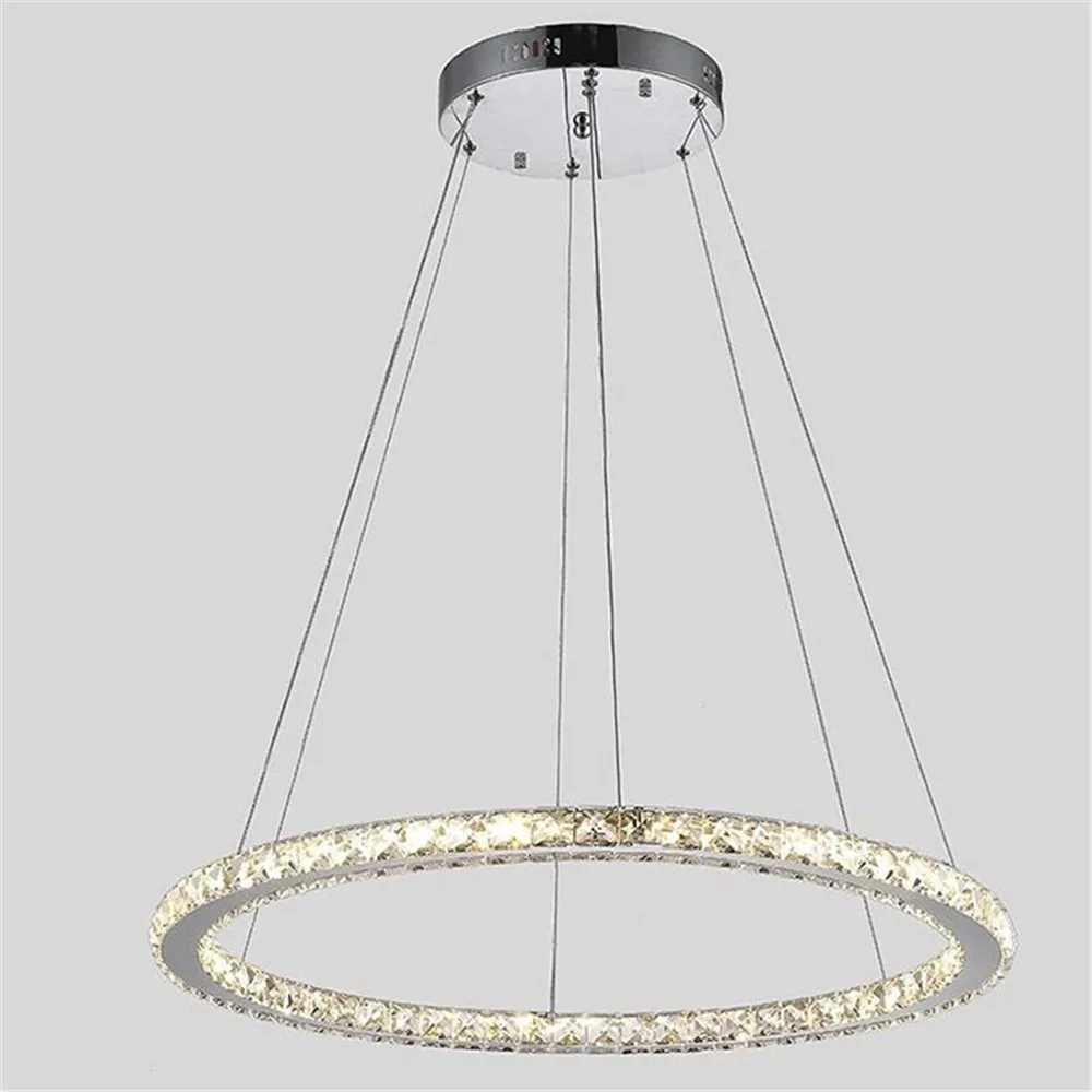 Modern D60cm D70cm D80cm LED ring chandelier 30W 36W 42W led crystal lustres Chrome ceiling chandelire lighting luminaire