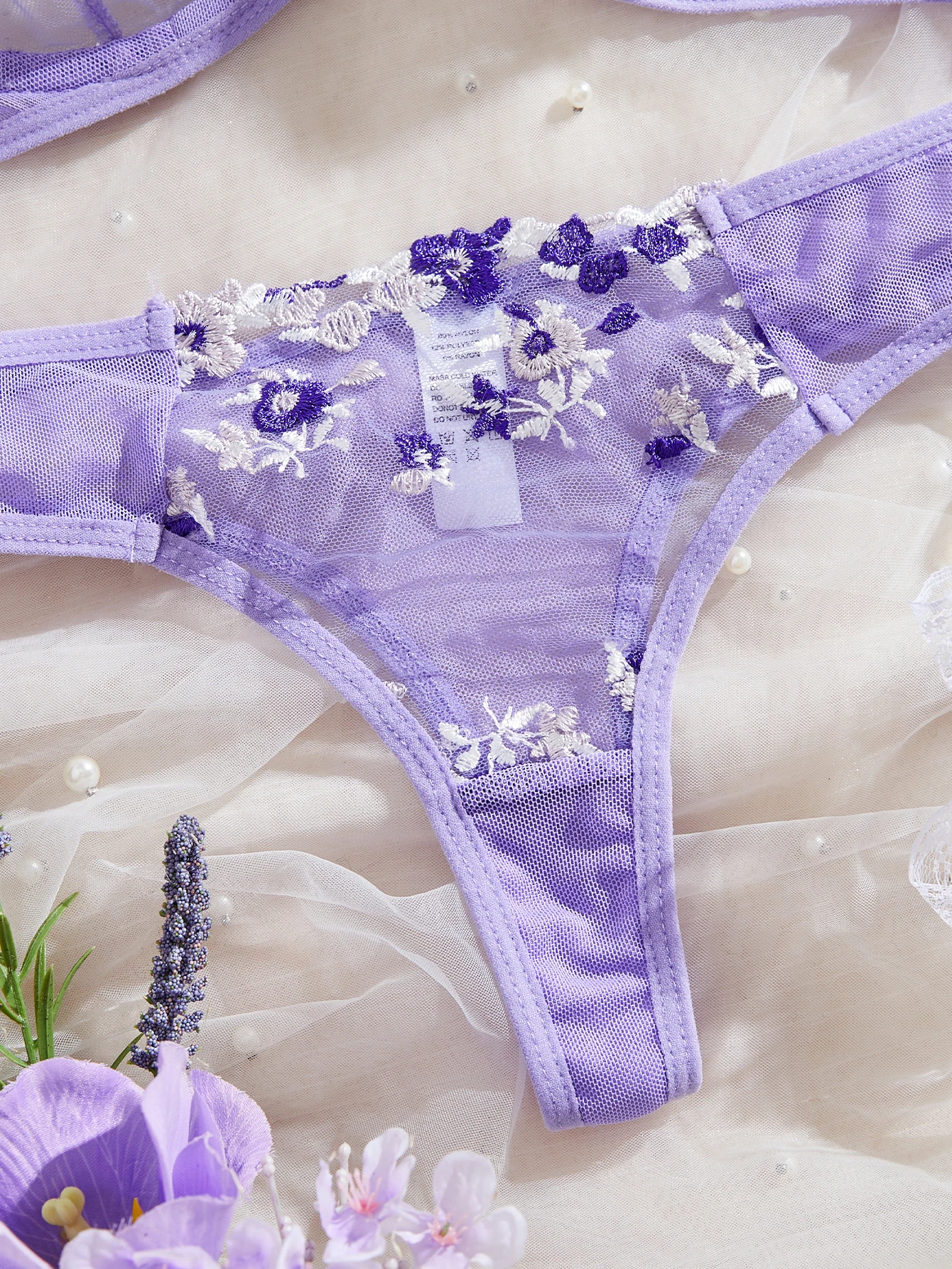 Purple Sexy Lingerie Woman Lace Transparent Underwear Fairy Embroidery Brief Sets Delicate Bra Panties Kits Erotic Breves Sets