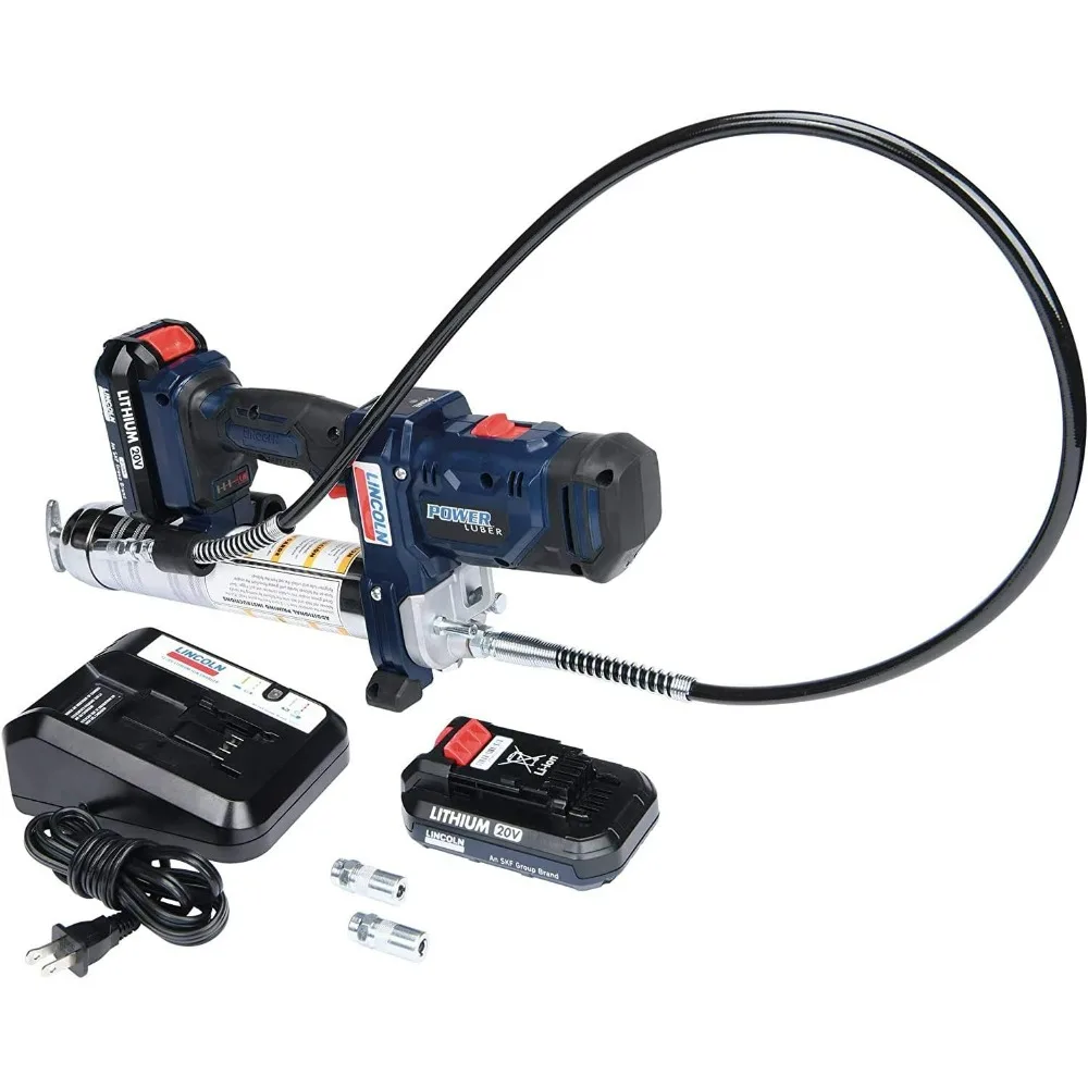 20 Volt Lithium Ion High Pressure 2 Speed Cordless Grease Gun 10,000 PSI, Single Battery with Carrying Case and Charger