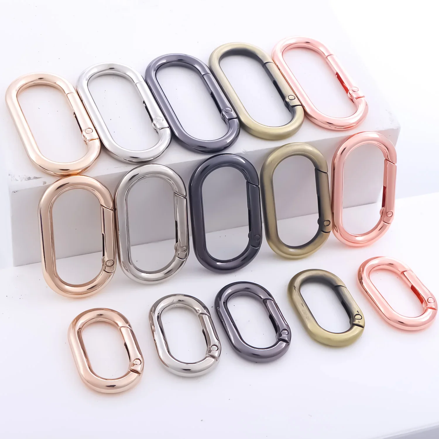 

5Pcs Oval Metal Snap Clip Hooks Spring Key Ring Buckle, Spring Snap Clip Trigger Spring Keyring Buckle