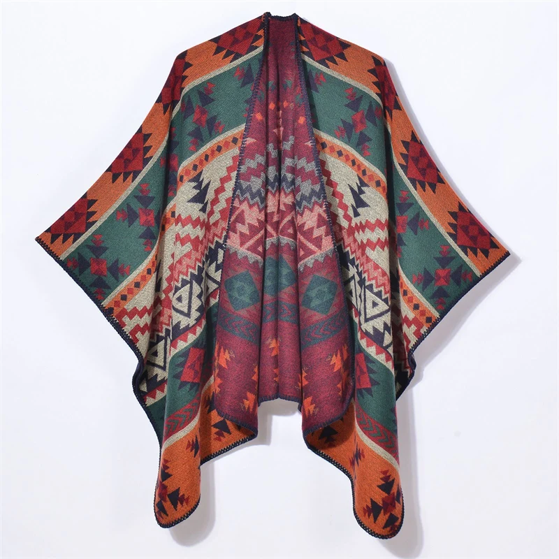 

Luxury Fashion Cashmere Poncho Women Man Jacquard Scarf Winter Warm Shawl Cape Pashmina Female Warm Shawl Blanket Stole Cloak