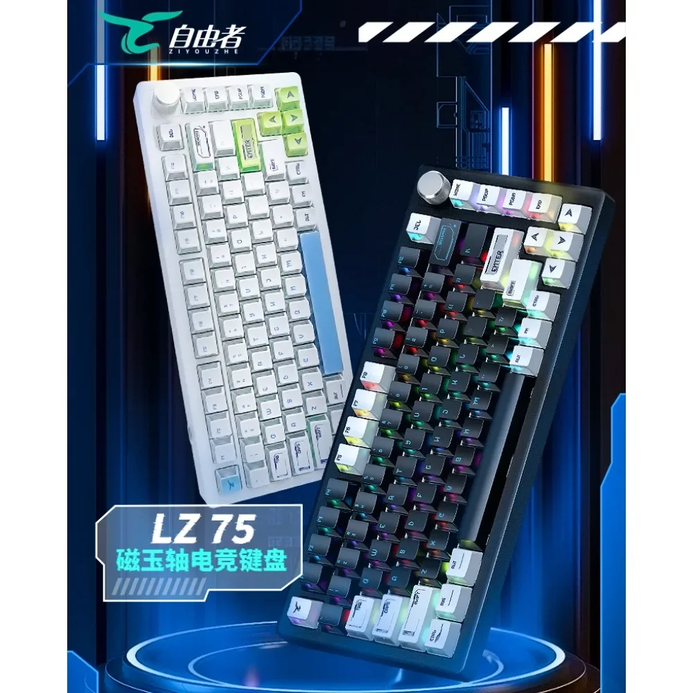 ZIYOUZHE LZ75 Magnetic Jade Shaft Keyboard Hitting Tile Emergency Stop Gaming RGB Customizable Driver One-Key Combo 82 Keys