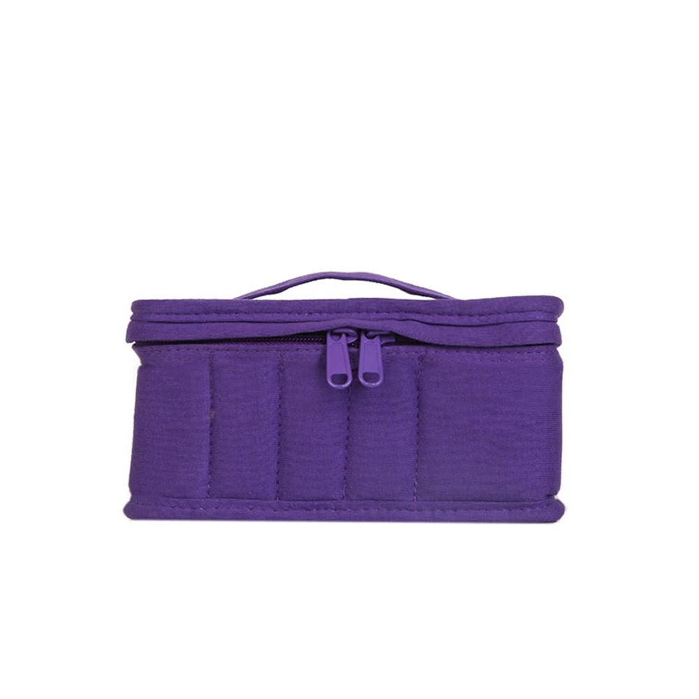 16+1 Grid Carrying Essential Oil Case Nail Polish Portable Collecting with Handle Shockproof Storage Bag Purple