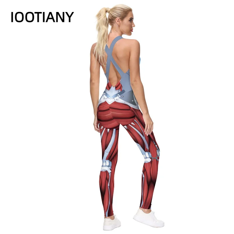 2024 Summer Anime Cosplay Costume for Women 3D Printed Bodysuits Halloween Sleeveless Jumpsuits Fitness Romper Outfits for Party