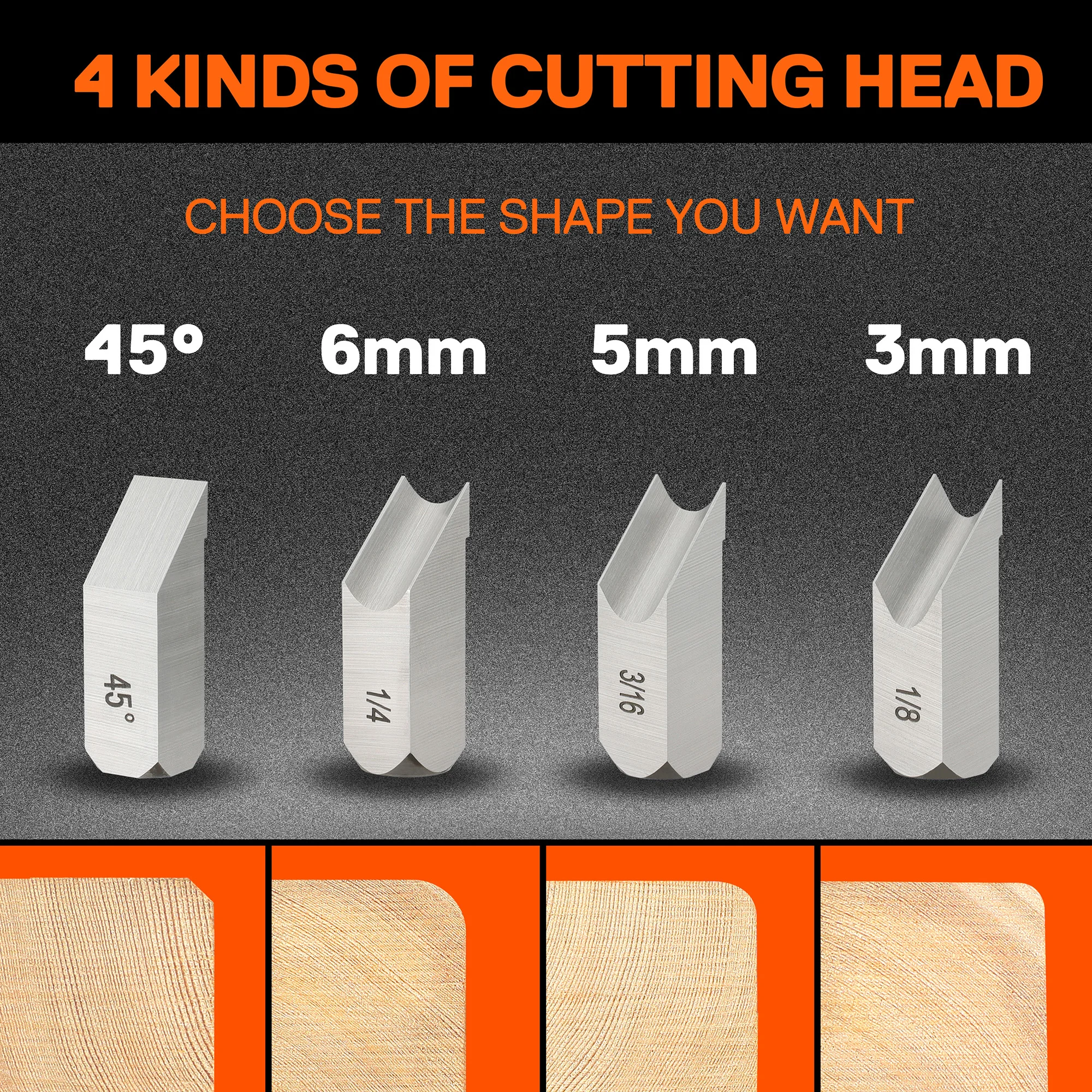 Jorgensen Corner Easing Plane with 45°chamfer blade & 1/8“ 3/16“ 1/4“ Radius Round Edge Blade Plane Trimming DIY Wood Hand Tool