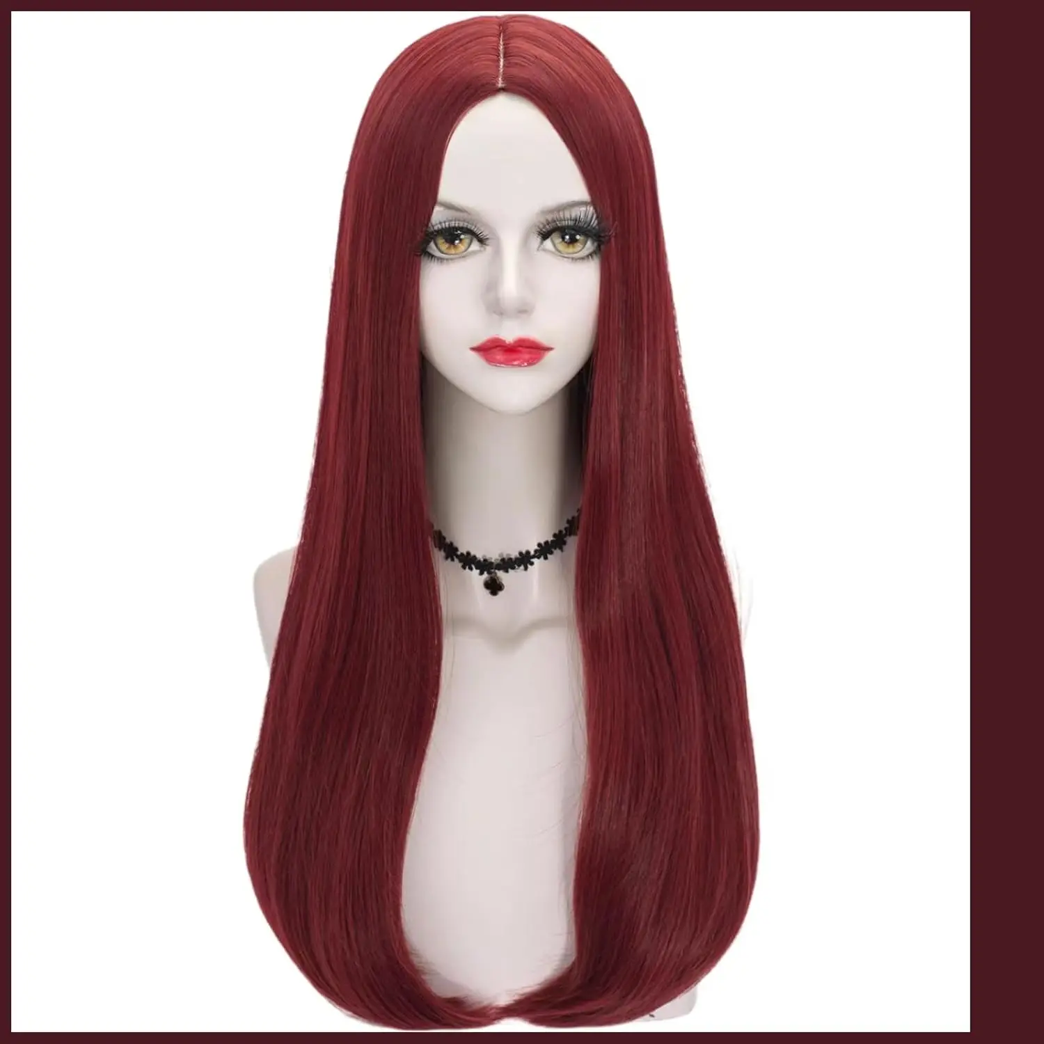 Sally Sally Costume Wigs for Women Long Straight Wine Red Wigs Sally Dark Red Wigs Synthetic Fiber Hair for Sally Costumes image 5