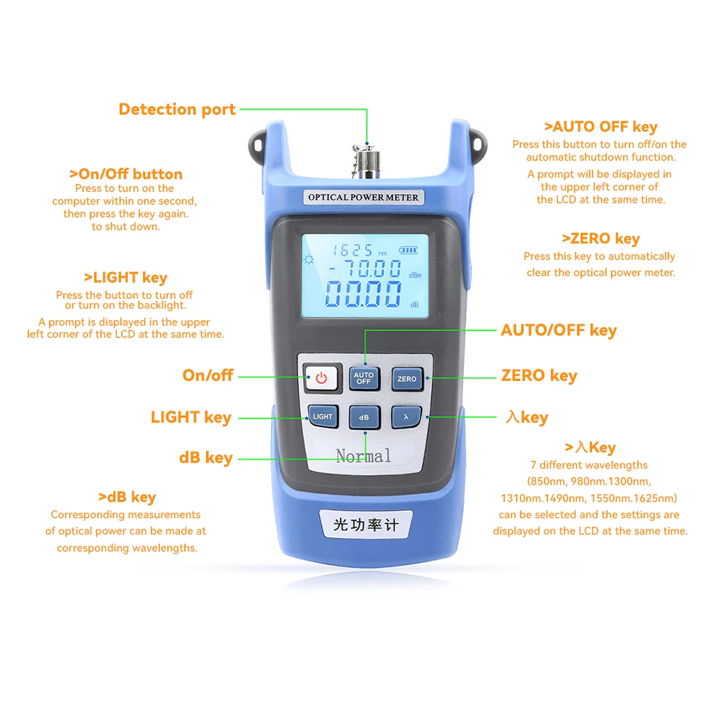 FCST 2pcs FTTH Fiber Optic Test Kit Pen-Type Visual Fault Locator10MW and Fiber Optic Optical Power Meter  -70dB-+1 Cable Tester