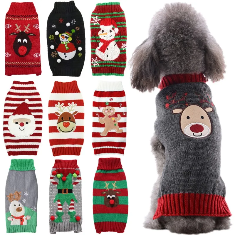 Fashion Dog Sweater Winter Warm Dog Clothes Christmas Puppy Turtleneck Cute Print Cat Sweater Pet Outfits Chihuahua Dog Supplies