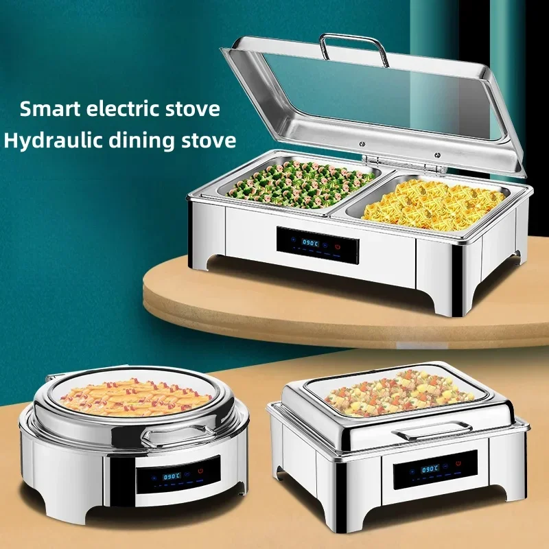 Stainless steel hydraulic buffet stove flip cover insulation hotel electric heating buffet stove insulation pot