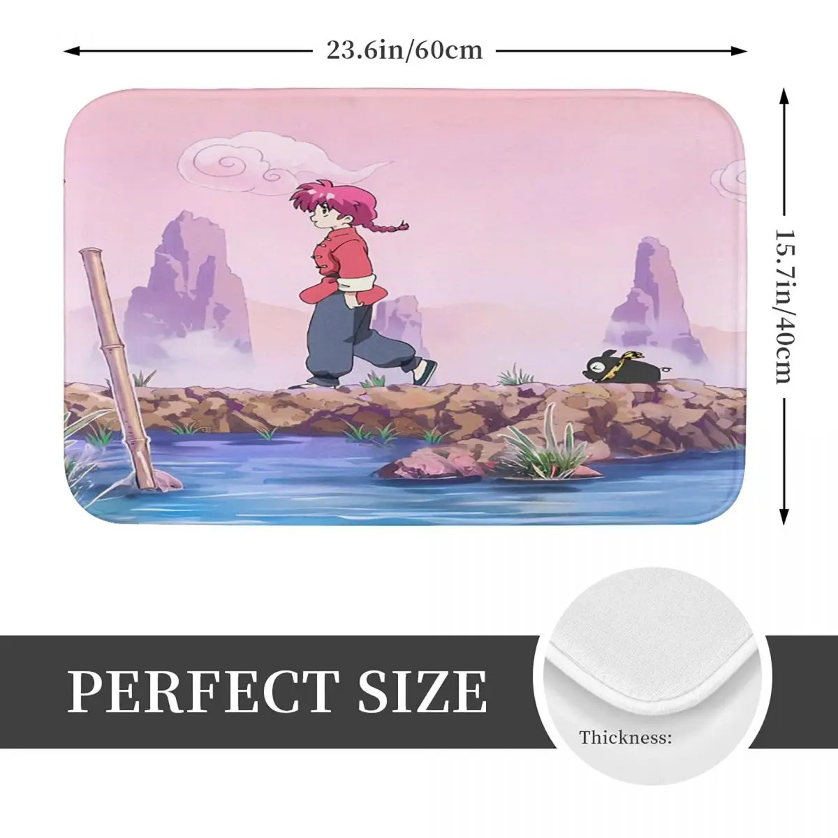 P Chan Ranma Akane Anime Doormat Kitchen Entrance Home Floor Mat Anti-slip Carpet Rug for Bathroom Footpad Mats