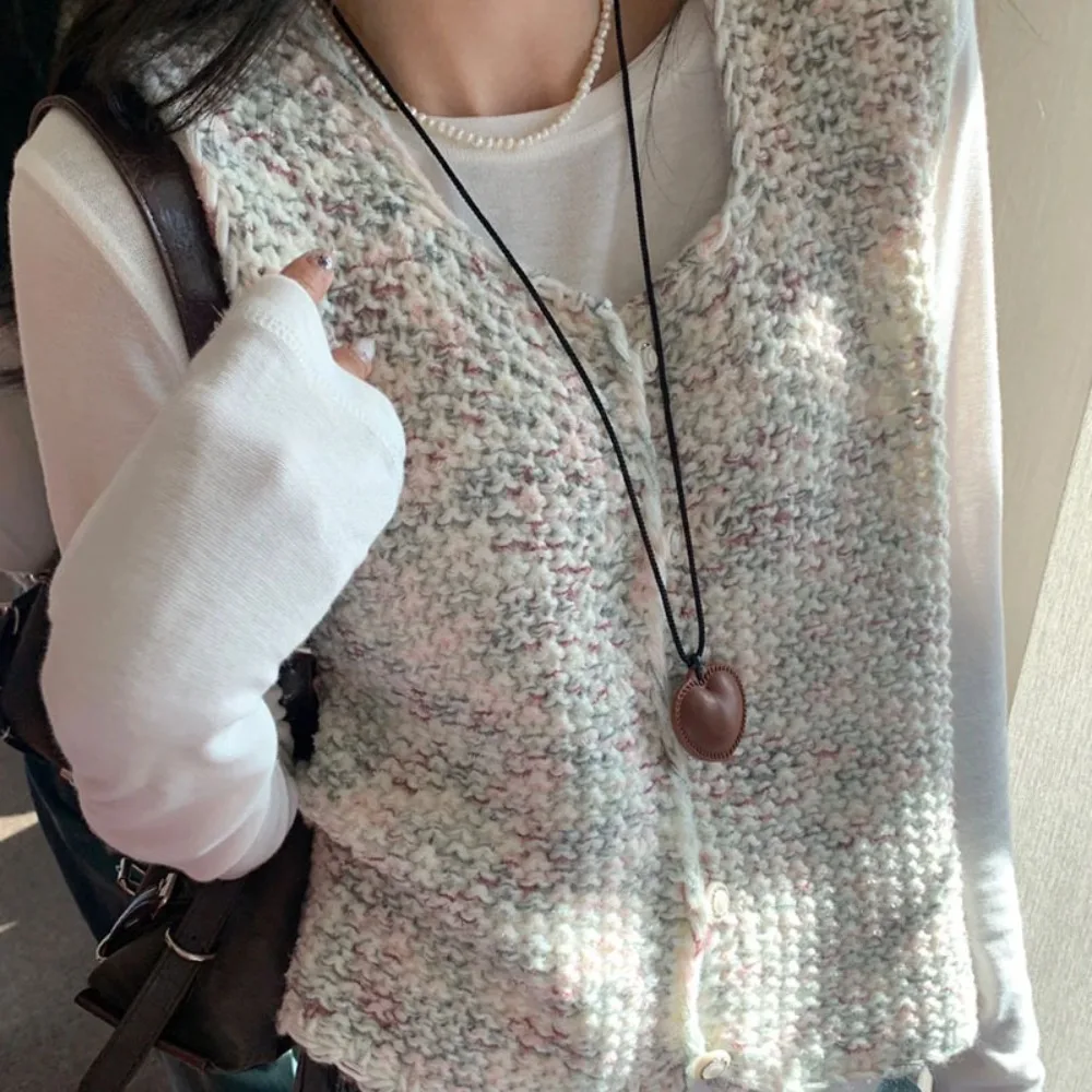 Модное ожерелье с подвеской в форме сердца из искусственной кожи, оригинальное длинное ожерелье из веревки для девочек, повседневная одежда, аксессуары для свитера