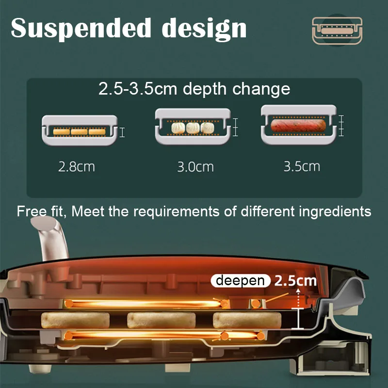 Olla eléctrica verde para tortitas, casa para tortitas, sándwiches fritos a la parrilla, sándwiches, se pueden quitar osos