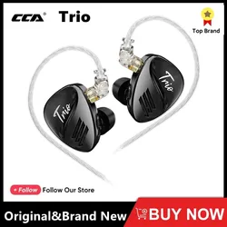 CCA Trio Hybrid IEM Hifi auriculares con Cable extraíble, auriculares con Ajuste de interruptor, auriculares con Monitor, 3DD