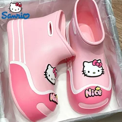 Sanrio Hello Kitty Cute Cartoon EVA scarpe da pioggia morbide per le donne Y2k Casual 2023 nuovi stivali da pioggia leggeri antiscivolo con suola spessa