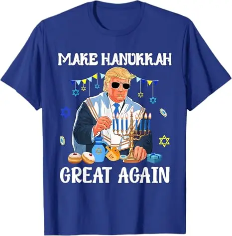 Make Hanukkah Great Again Trump Jewish Ugly Chanukah Sweater T-Shirt Men's Fashion USA Patriots Designer Saying Tee Novelty Gift