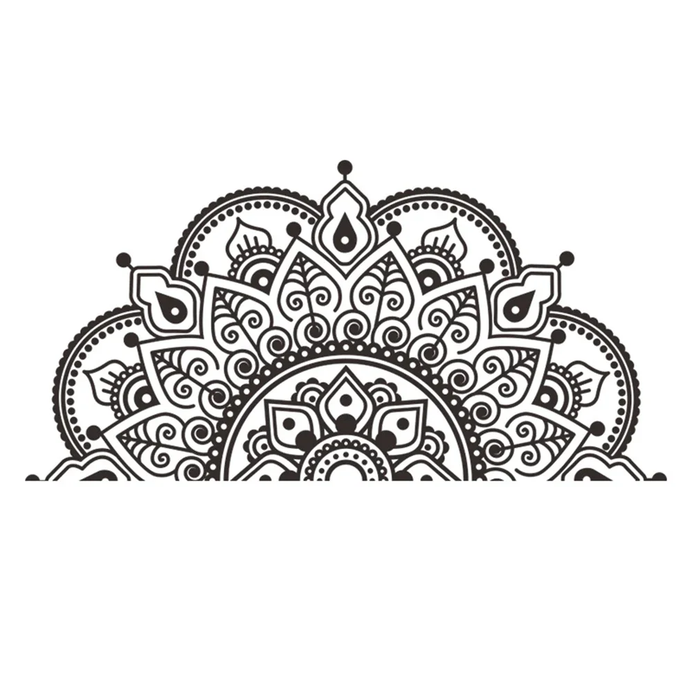 New Pratical Quality Wall Sticker 1pc 28*57cm Headboard Home Mandala PVC Removable Room Black/White Decoration