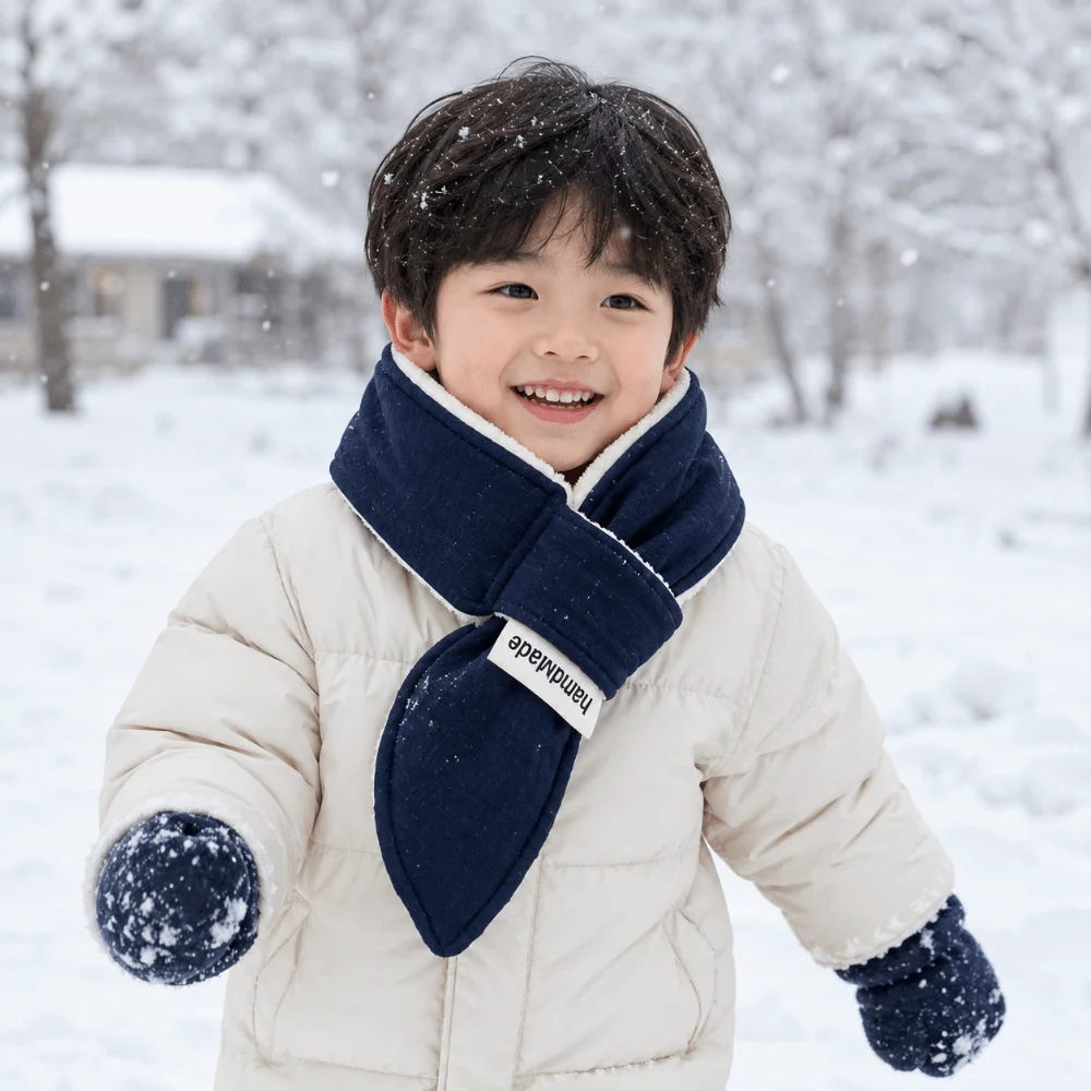 Cute Cotton Winter Kids Scarf Warm Anti-Cold Pull-up Neck Warmer Thick Neck Protection Kids Neck Wrap for Baby Boys Girls