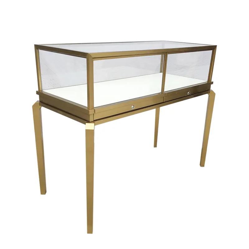 Jewelry Display Cabinet Stainless Steel Pull-out Glass Display Cabinet Jade Pearl Display Cabinet