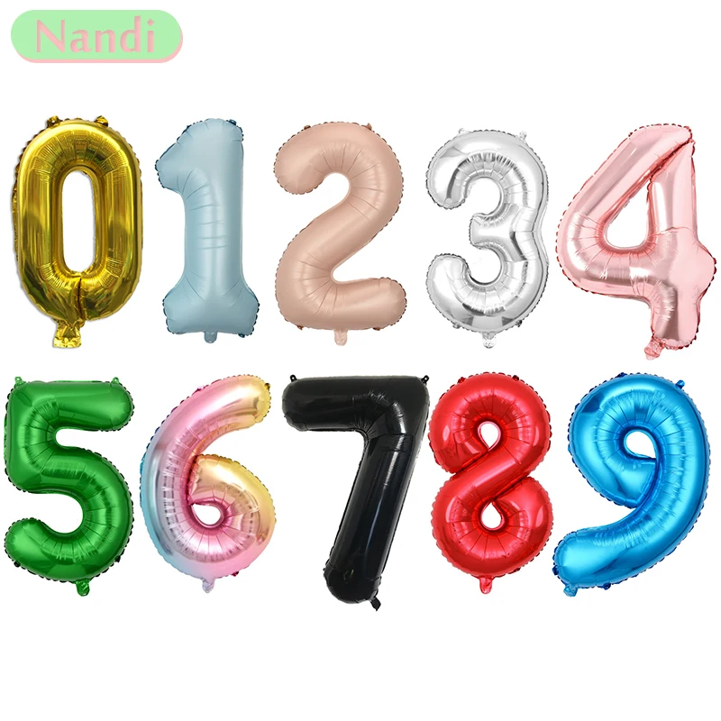 32 Inch Large Foil Birthday Balloons Helium Number Balloons 0-9 Happy Birthday Wedding Party New Year Decorations Large Numbers