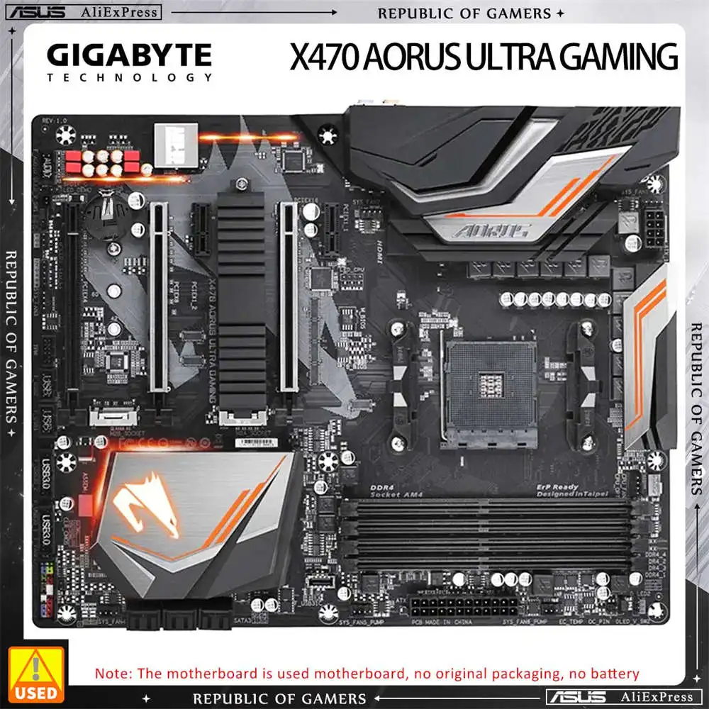 GiGABYTE X470 AORUS ULTRA GAMING AMD AM4 Supports AMD Ryzen series processors，FOR R5 5600 5500 R7 5800x Used Motherboard