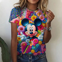 New 90’s Women's T-shirt Fashion Mickey Mouse Print Clothing Women T Shirt Harajuku Graphic Short Sleeve Clothing Women's Top