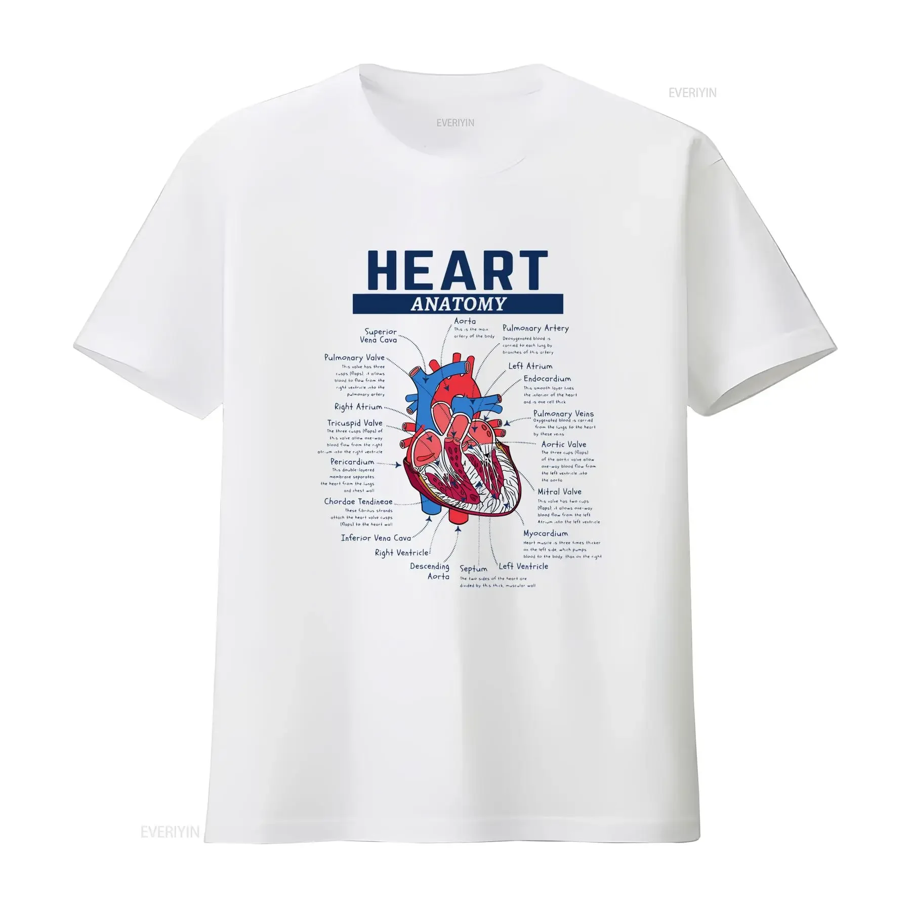 Heart Anatomy T Shirt Anatomical Nursing School StudenT Doctor and Nurse Cardiac vintage Washed Stretched Breathable