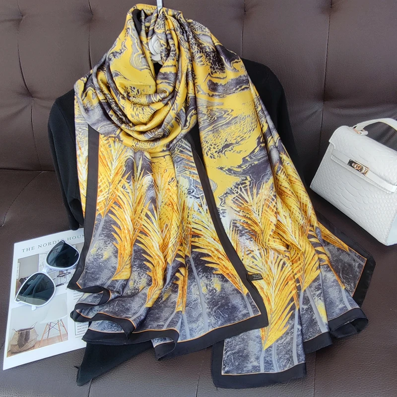 

2023 Style Shawl Spring And Summer Female Beach Fashion Headband Muffler Women Print Silk Scarf Lady Superior Quality Scarves