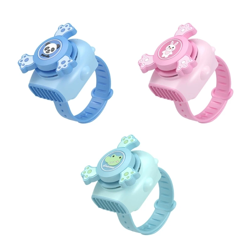 

CPDD Mini Wrist Fans Cartoon Watch Fans Summer Leafless Rechargeable Watch Wrist Fan Children Cooling Fans 2 Speed Adjustable