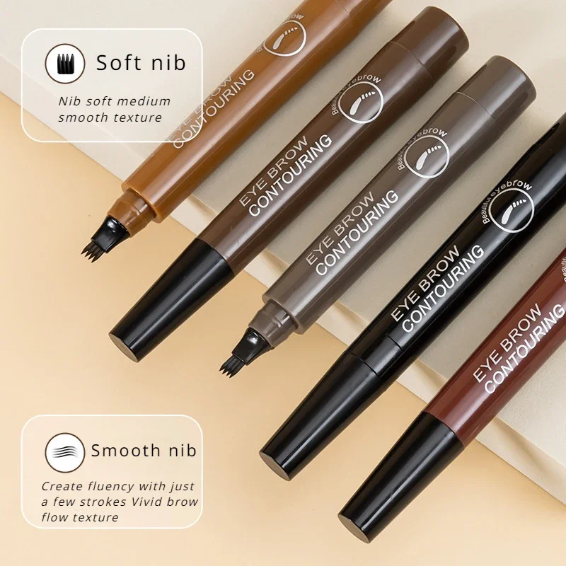 NEW 4-Fork Eyebrow Waterproof and DurablePencil Make-up for Women Non-Fading Black Dark Brown Liquid for Eyebrow Brow Liner