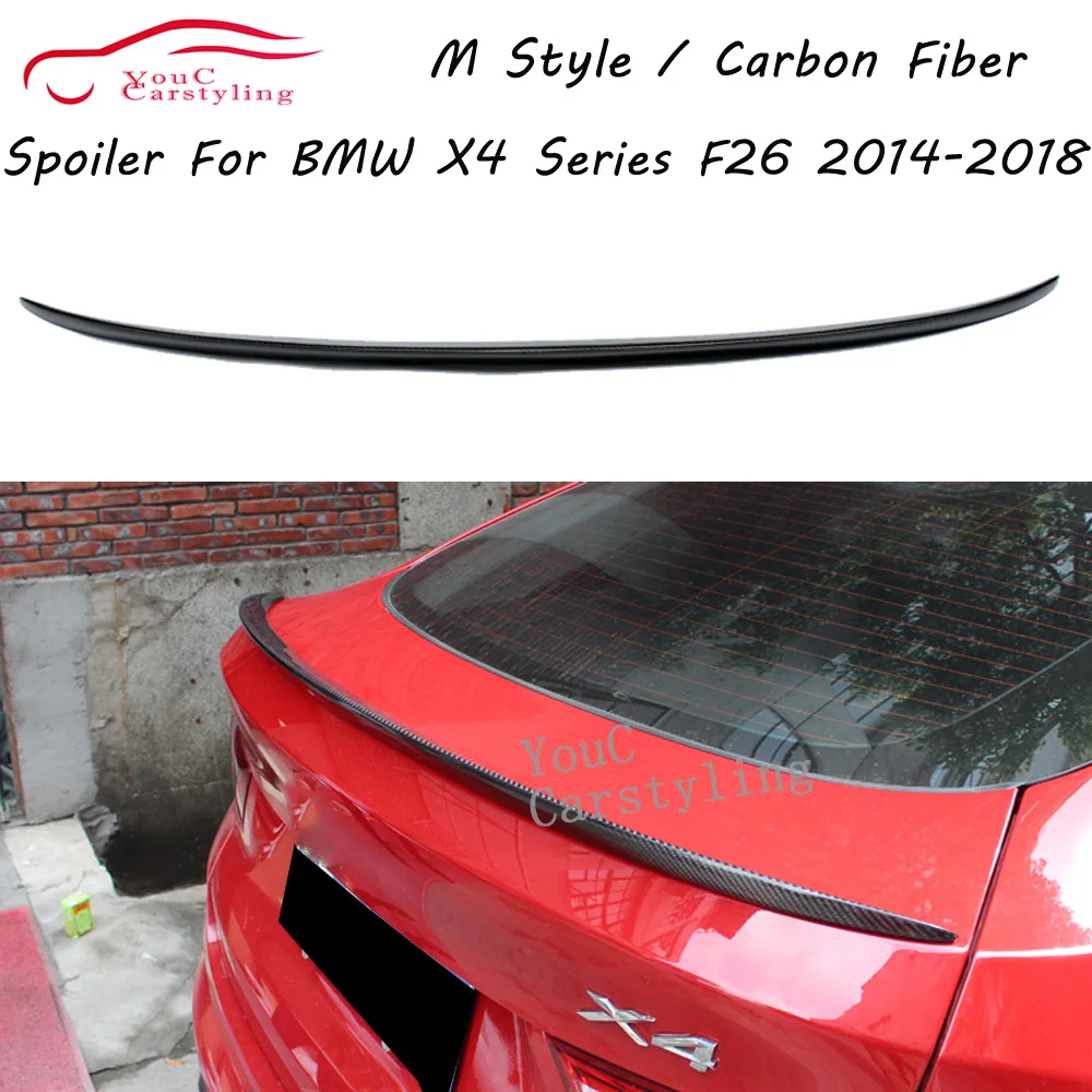 F26 M Style Real Carbon Fiber Spoiler for BMW X4 F26 5-door SUV 2014 - 2018 small Splitter Spoiler Rear Trunk Boot Lip