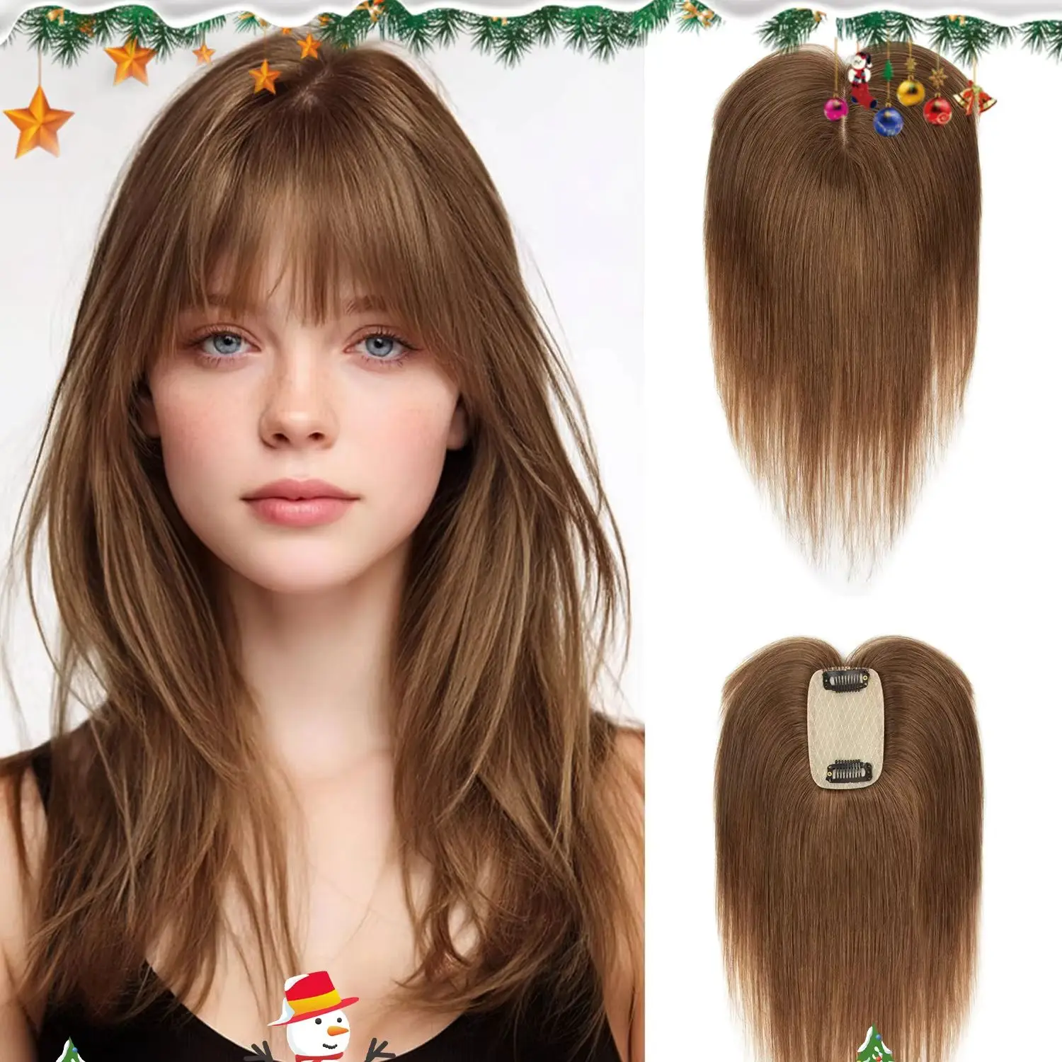 

360 ° Накладки для волос из натуральных человеческих волос с клипсами, 5x9 см, цельные, для женщин, придают объем и длину